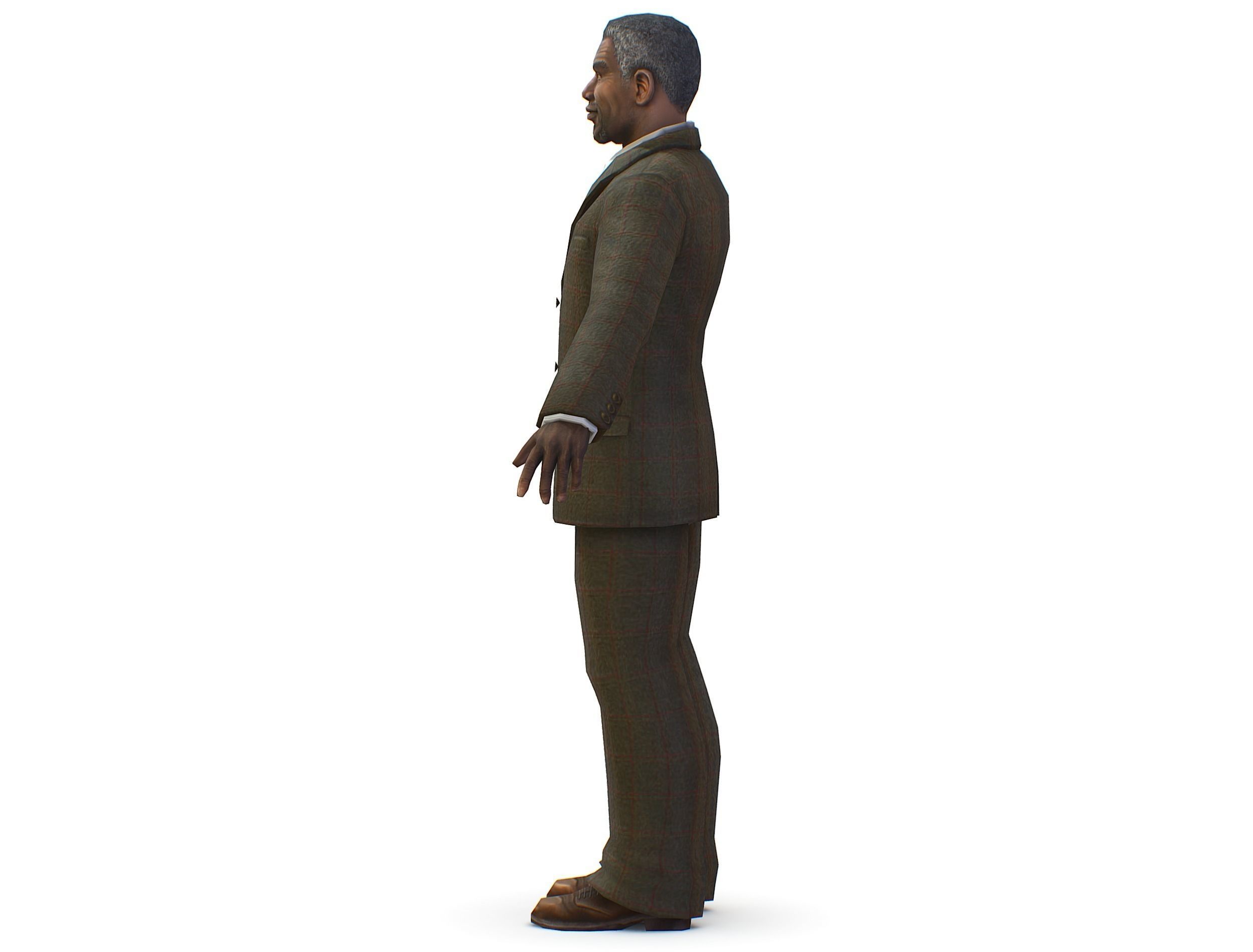 African-American Man boss in a classic suit Low-poly 3D model_14