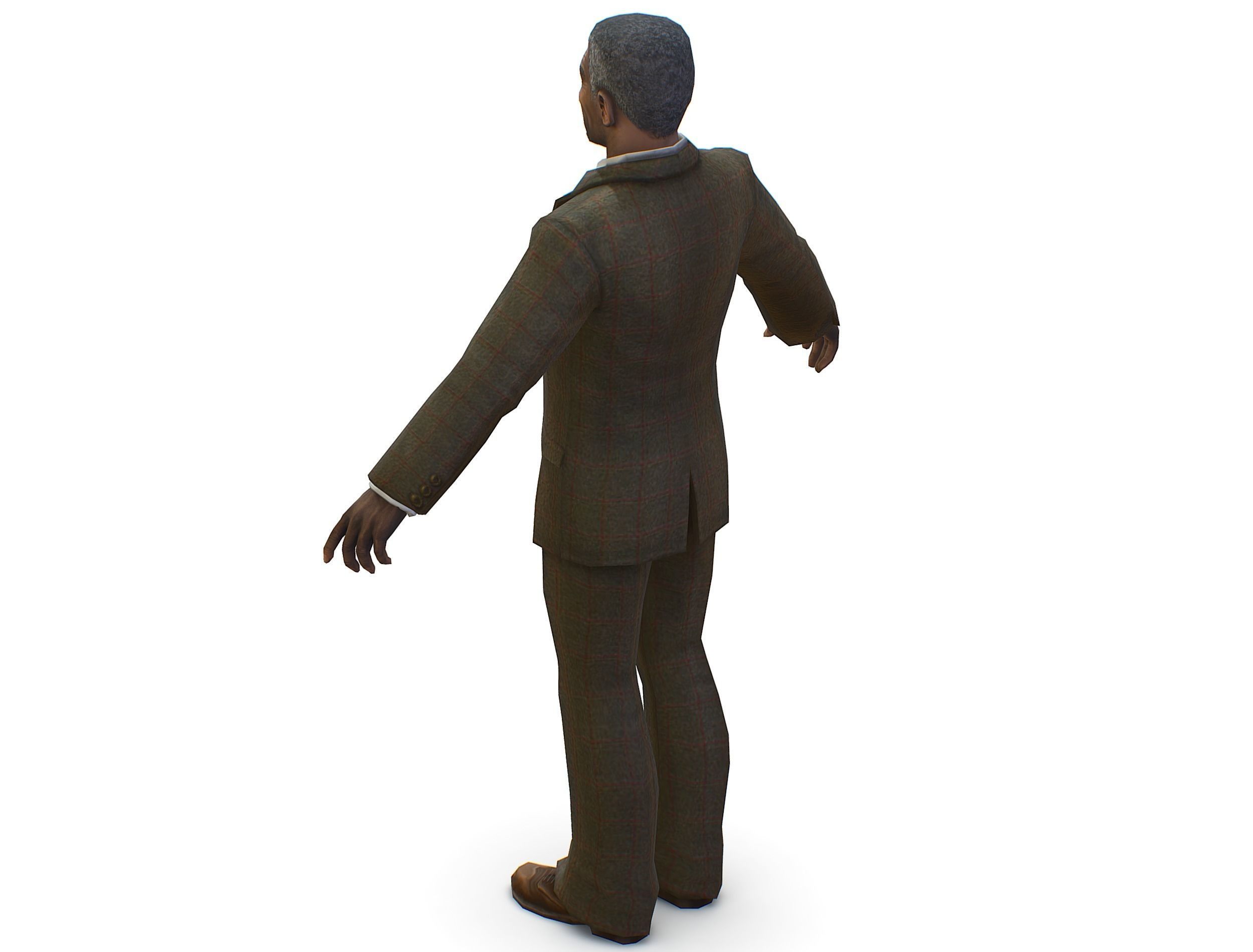 African-American Man boss in a classic suit Low-poly 3D model_31