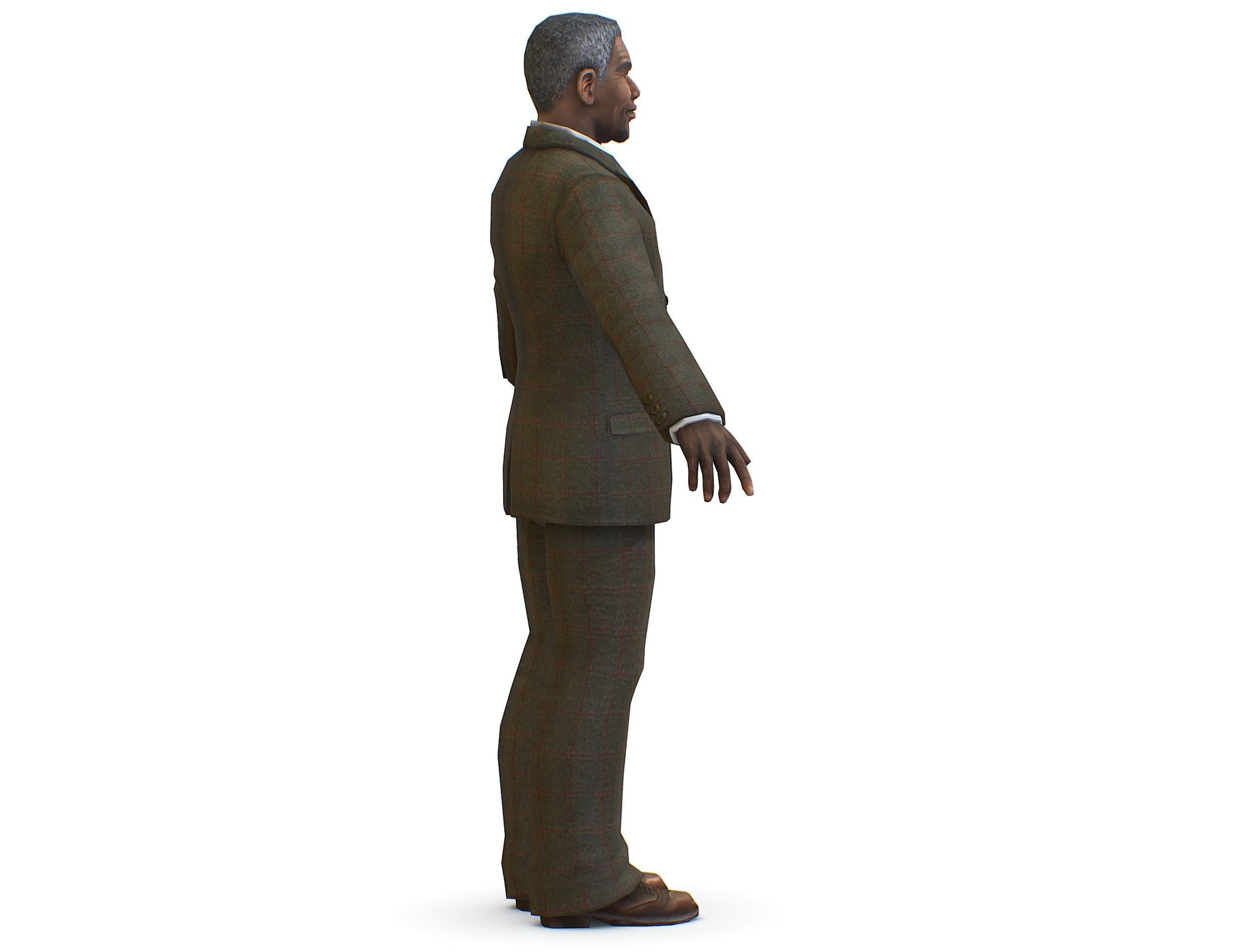 African-American Man boss in a classic suit Low-poly 3D model_6