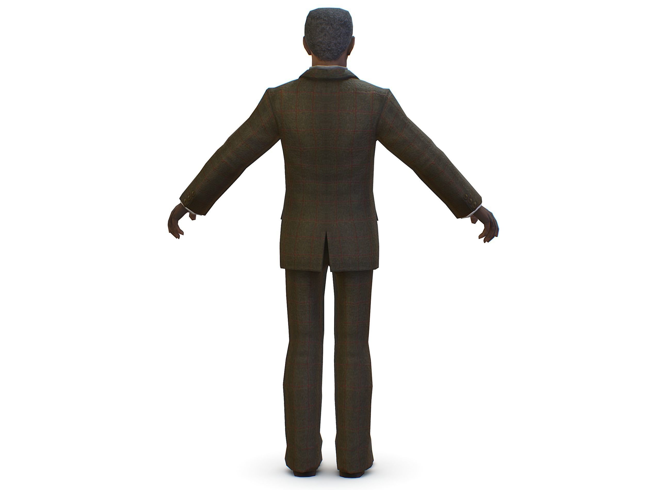 African-American Man boss in a classic suit Low-poly 3D model_10