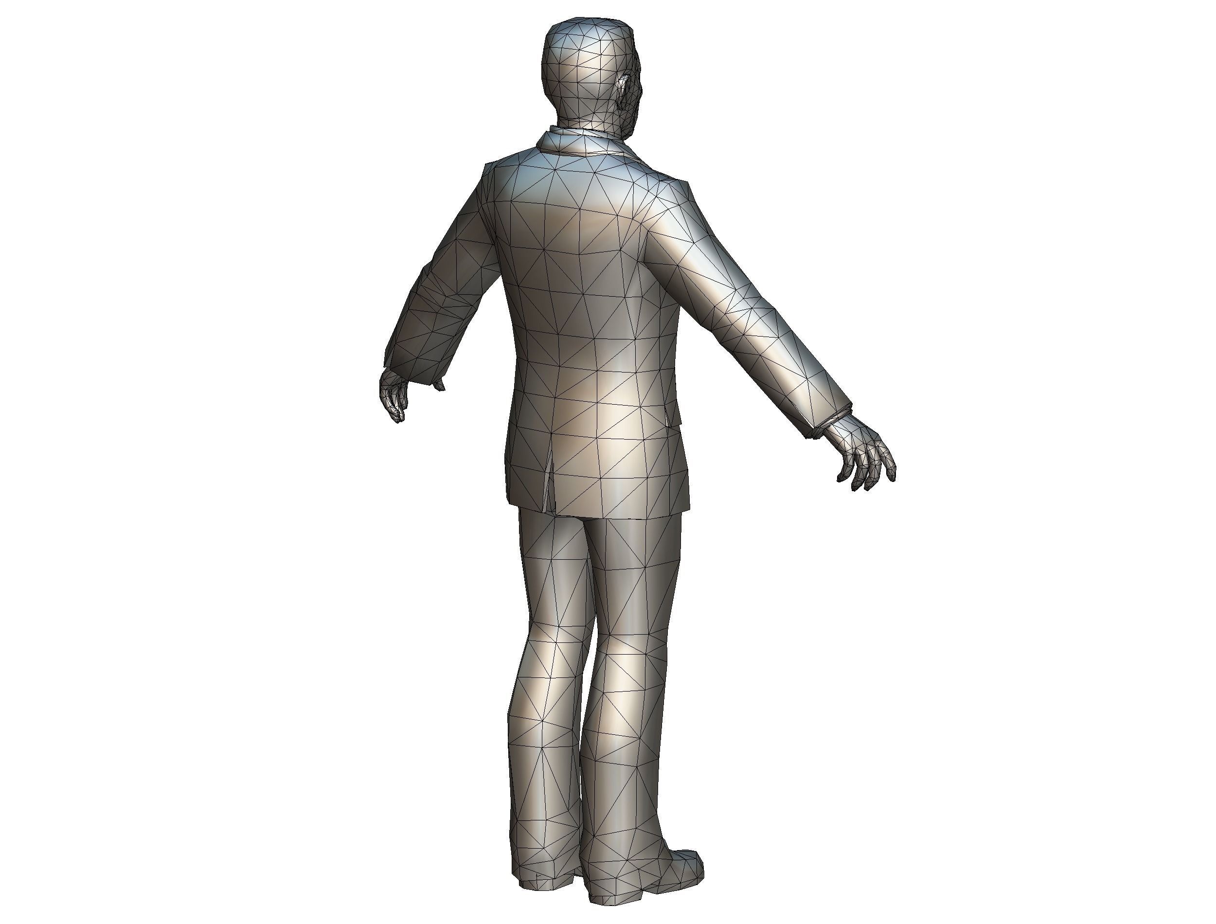 African-American Man boss in a classic suit Low-poly 3D model_35