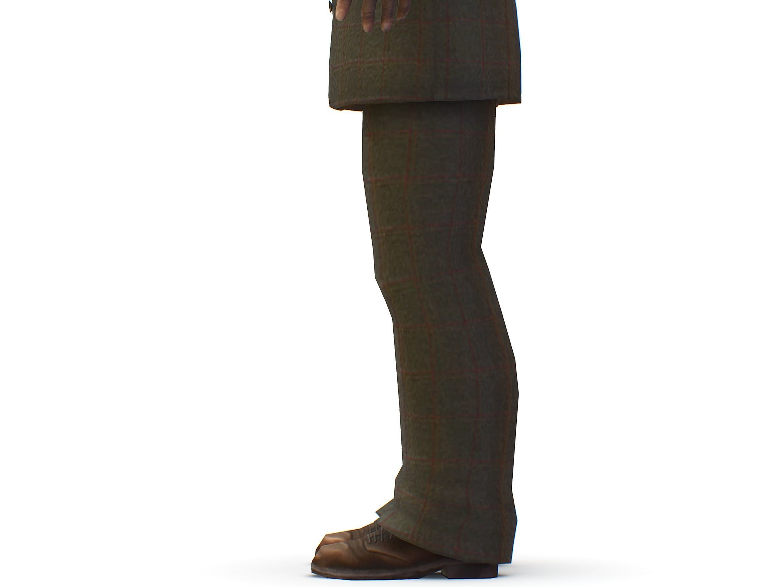 African-American Man boss in a classic suit Low-poly 3D model_27