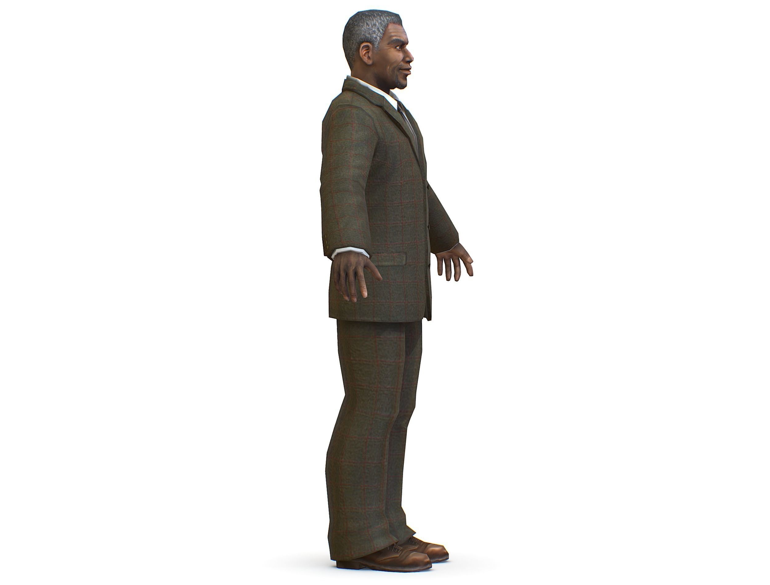African-American Man boss in a classic suit Low-poly 3D model_4