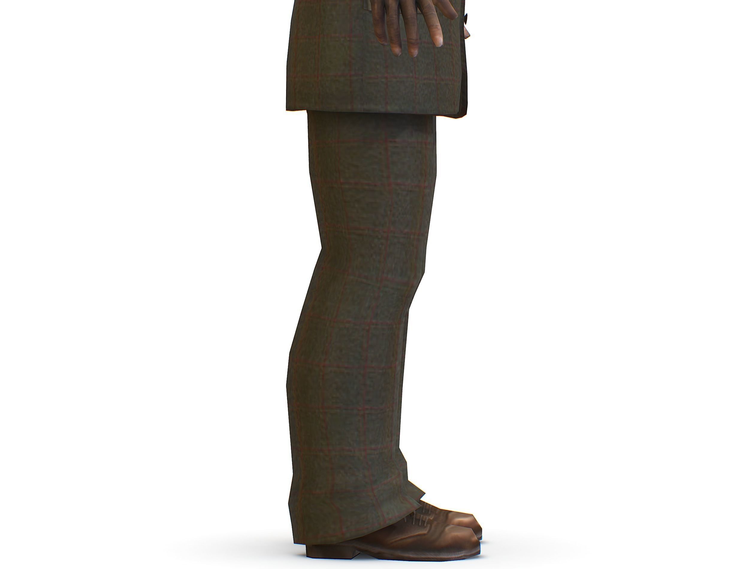 African-American Man boss in a classic suit Low-poly 3D model_25