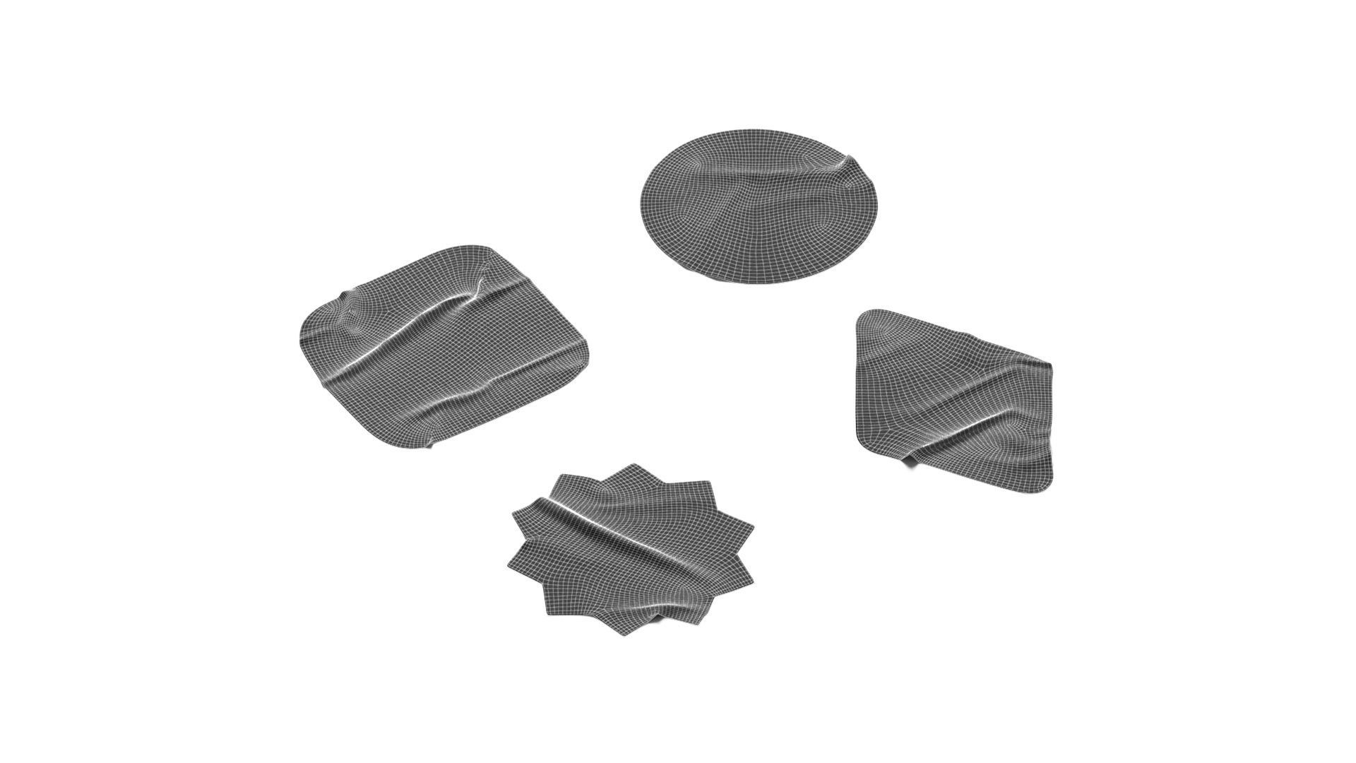 Adhesive Sticker Tape Set - round square rhombus star 4 shape Low-poly 3D model_7
