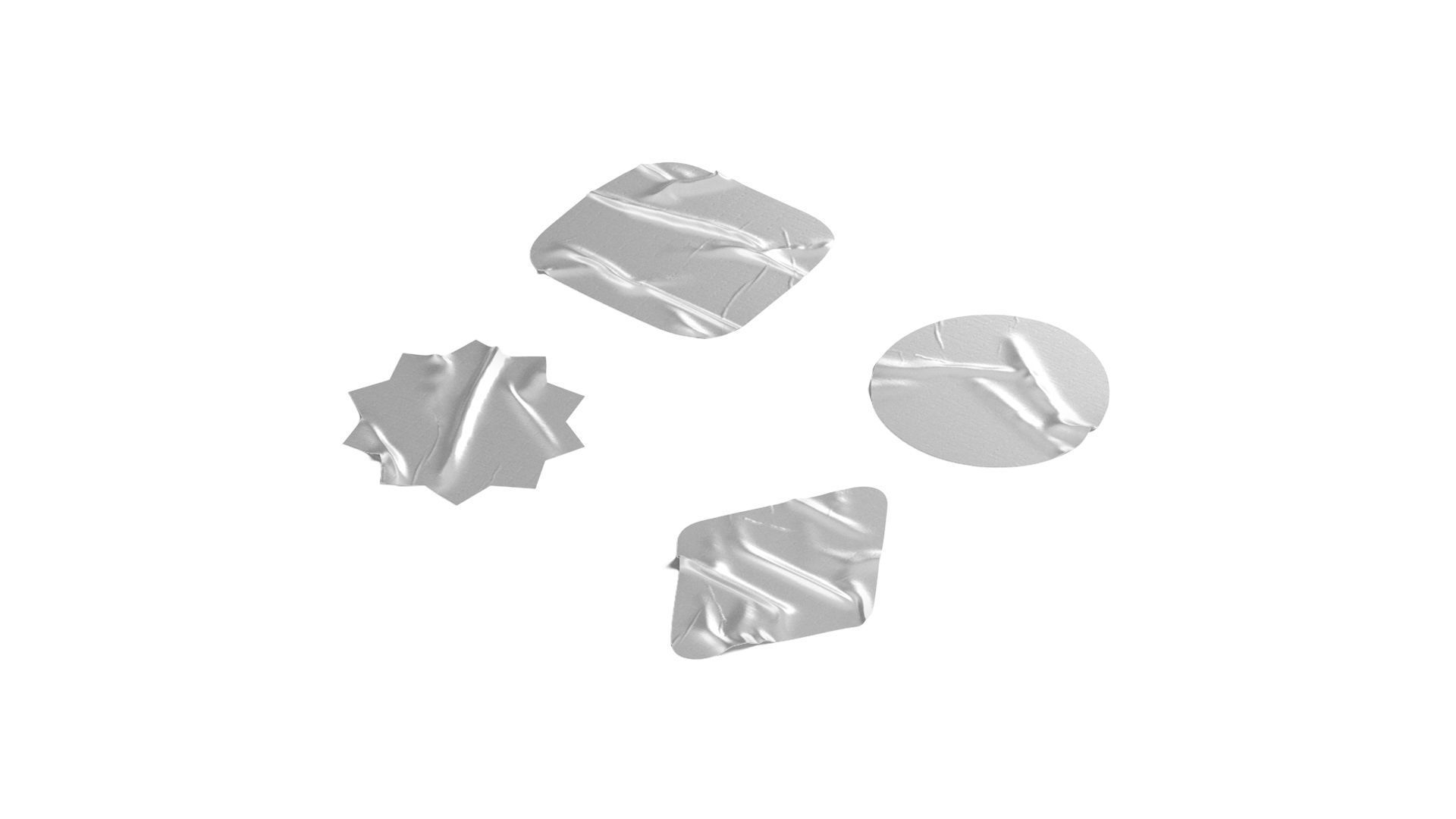 Adhesive Sticker Tape Set - round square rhombus star 4 shape Low-poly 3D model_3