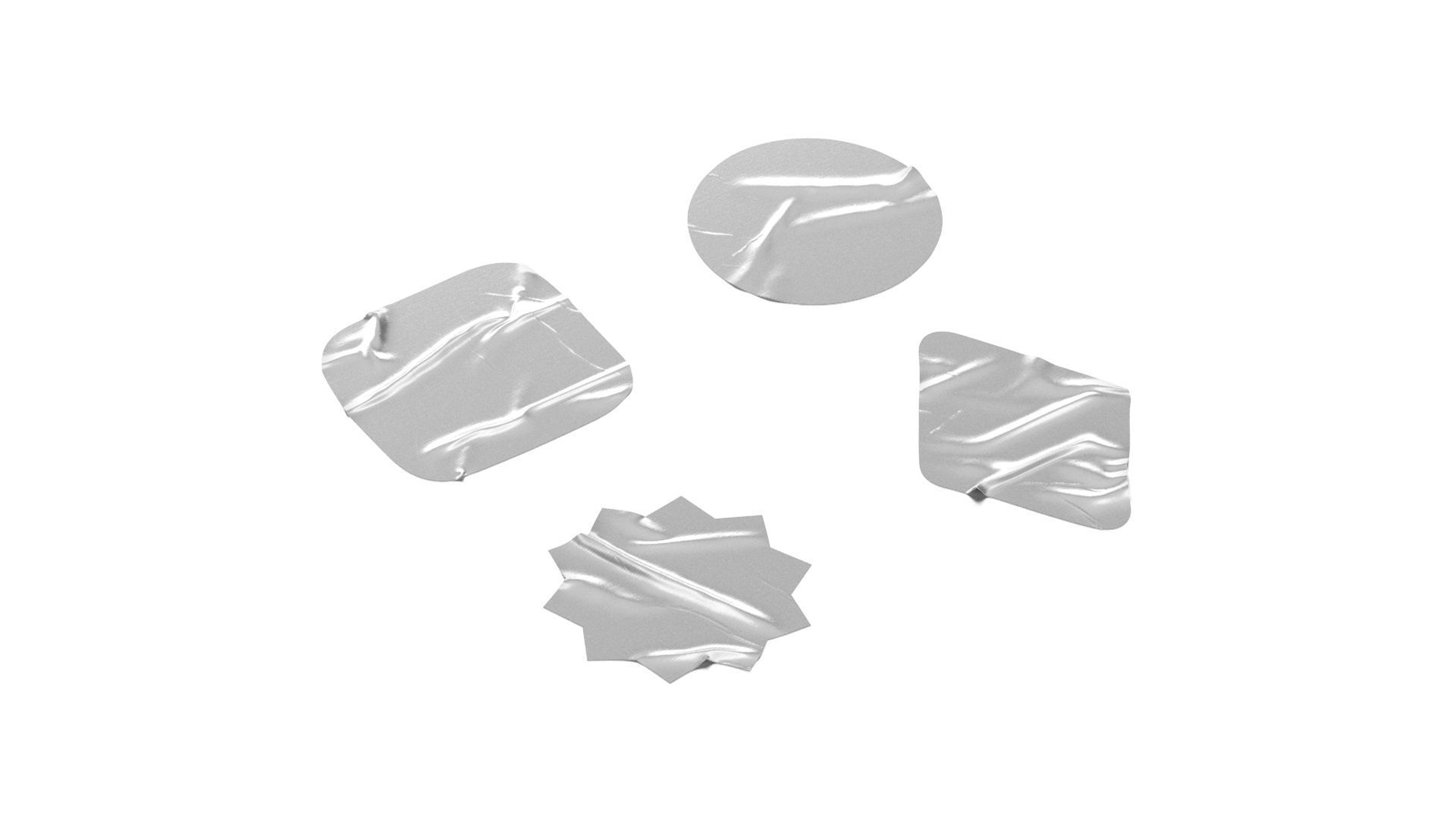 Adhesive Sticker Tape Set - round square rhombus star 4 shape Low-poly 3D model_1