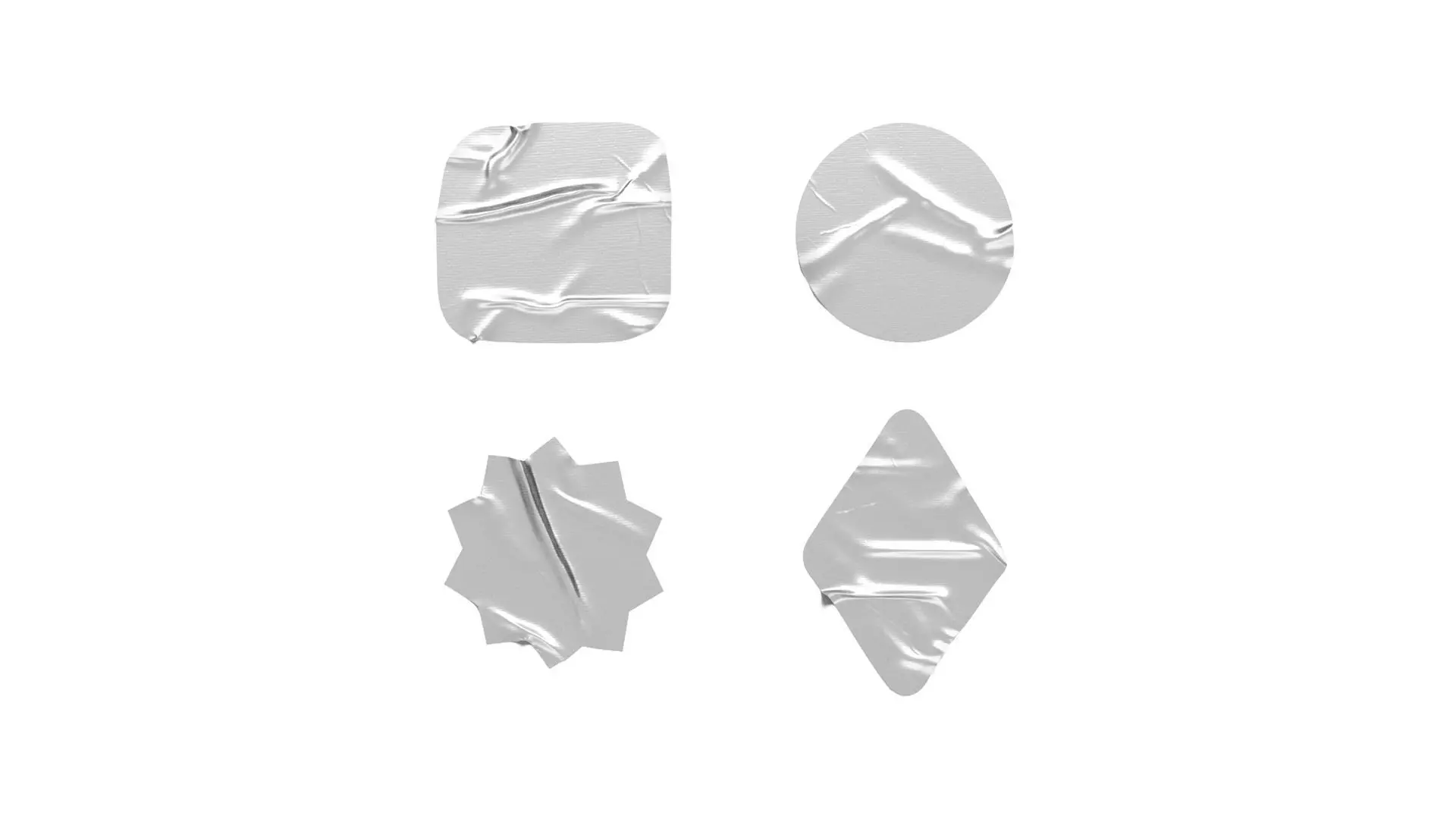 Adhesive Sticker Tape Set - round square rhombus star 4 shape Low-poly 3D model_0