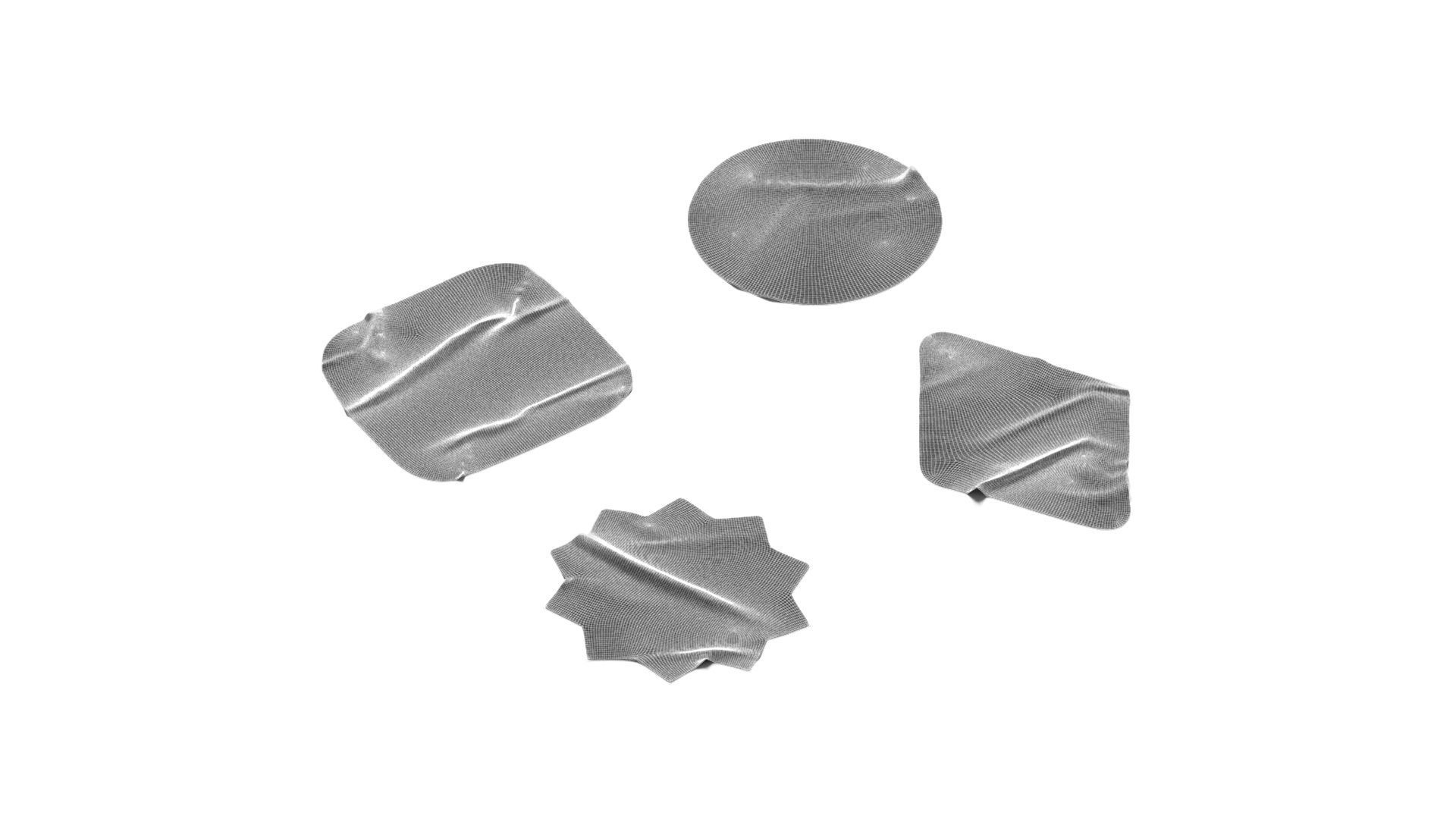 Adhesive Sticker Tape Set - round square rhombus star 4 shape Low-poly 3D model_8