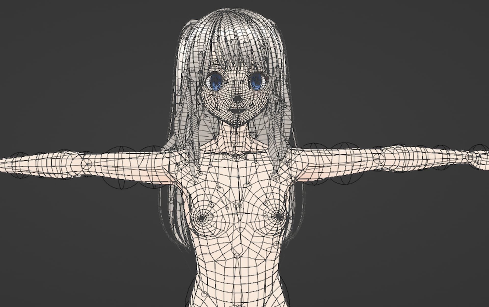 T pose rigged model - Tomori Nao anime girl 3D model Low-poly 3D model_1