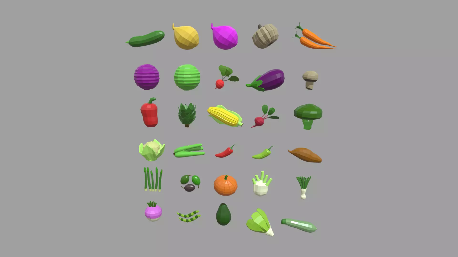 Low Poly Vegetables Pack 01 Low-poly 3D model