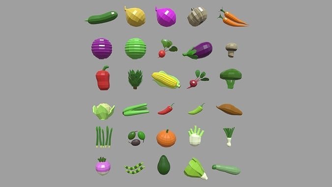 Low Poly Vegetables Pack 01 Low-poly 3D model 2