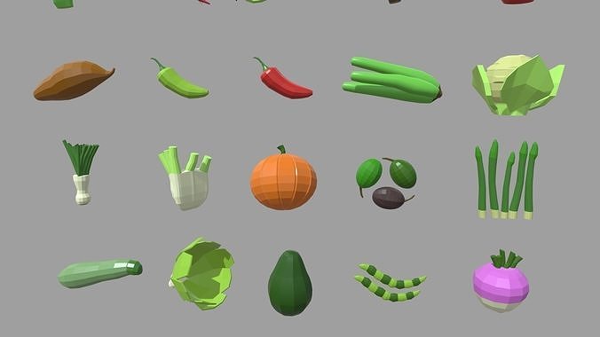 Low Poly Vegetables Pack 01 Low-poly 3D model 6