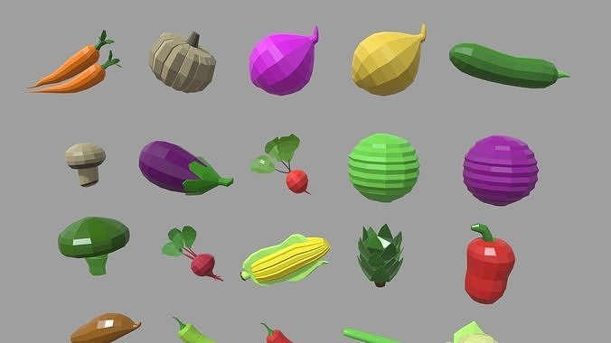 Low Poly Vegetables Pack 01 Low-poly 3D model 5