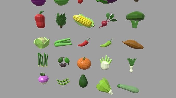 Low Poly Vegetables Pack 01 Low-poly 3D model 4