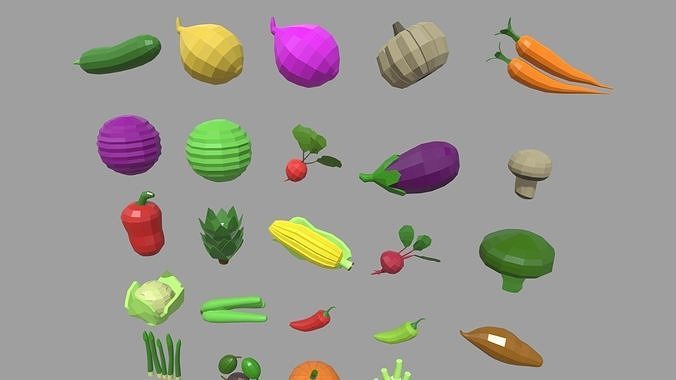 Low Poly Vegetables Pack 01 Low-poly 3D model 3