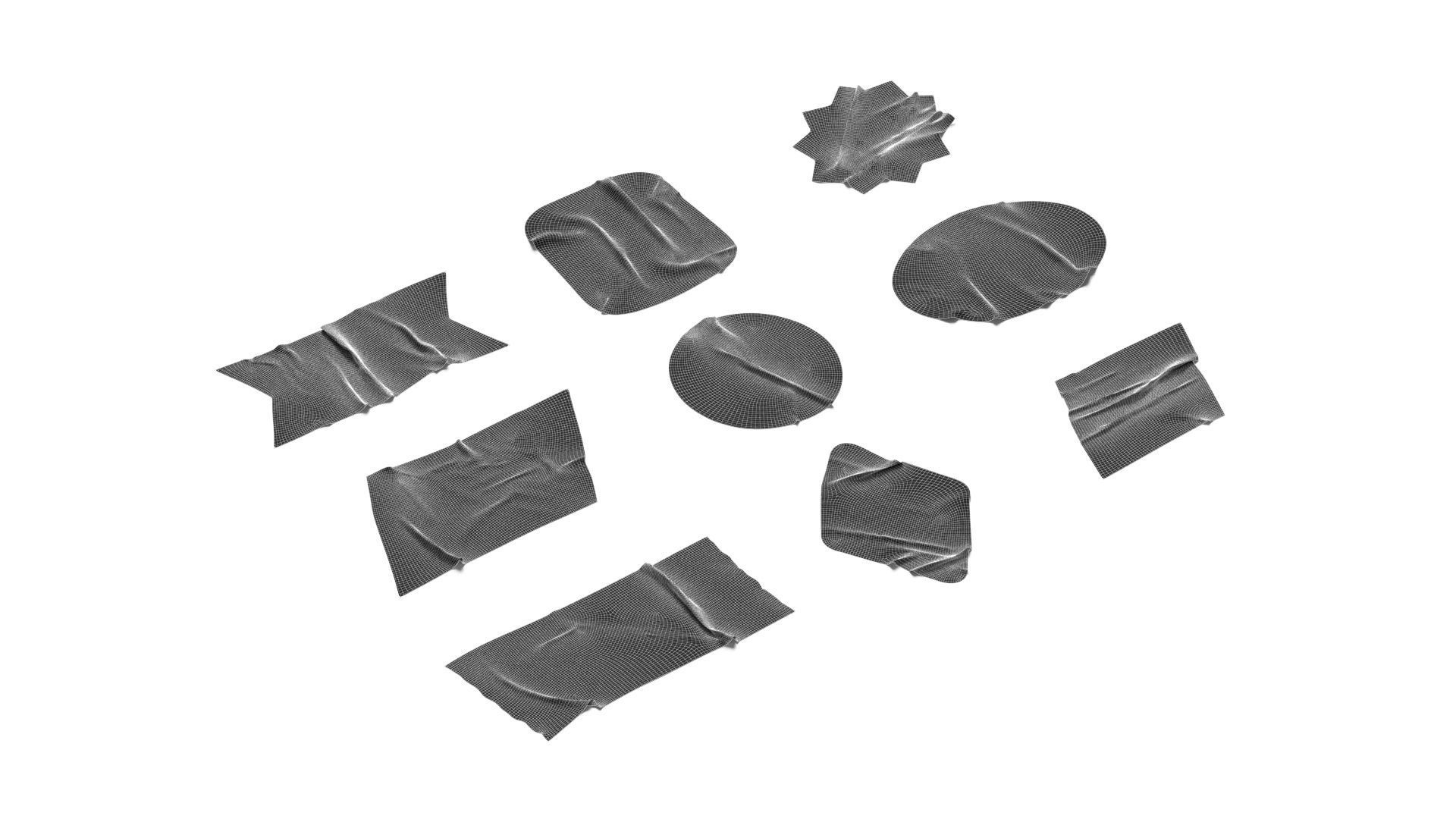 Sticker Tape Set - round square rhombus rectangle scotch 9 shape 3D model_7