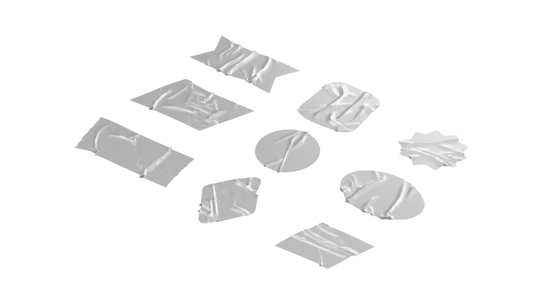 Sticker Tape Set - round square rhombus rectangle scotch 9 shape 3D model_3