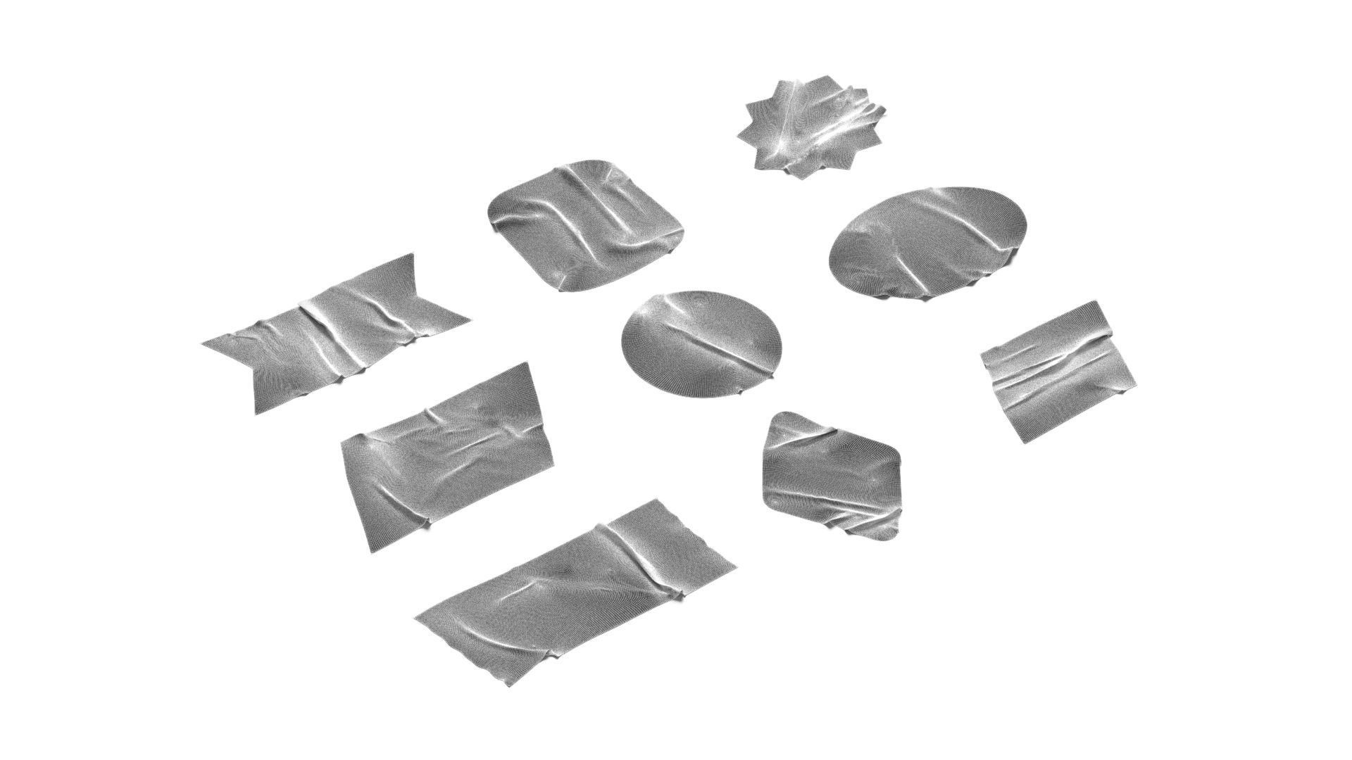 Sticker Tape Set - round square rhombus rectangle scotch 9 shape 3D model_8