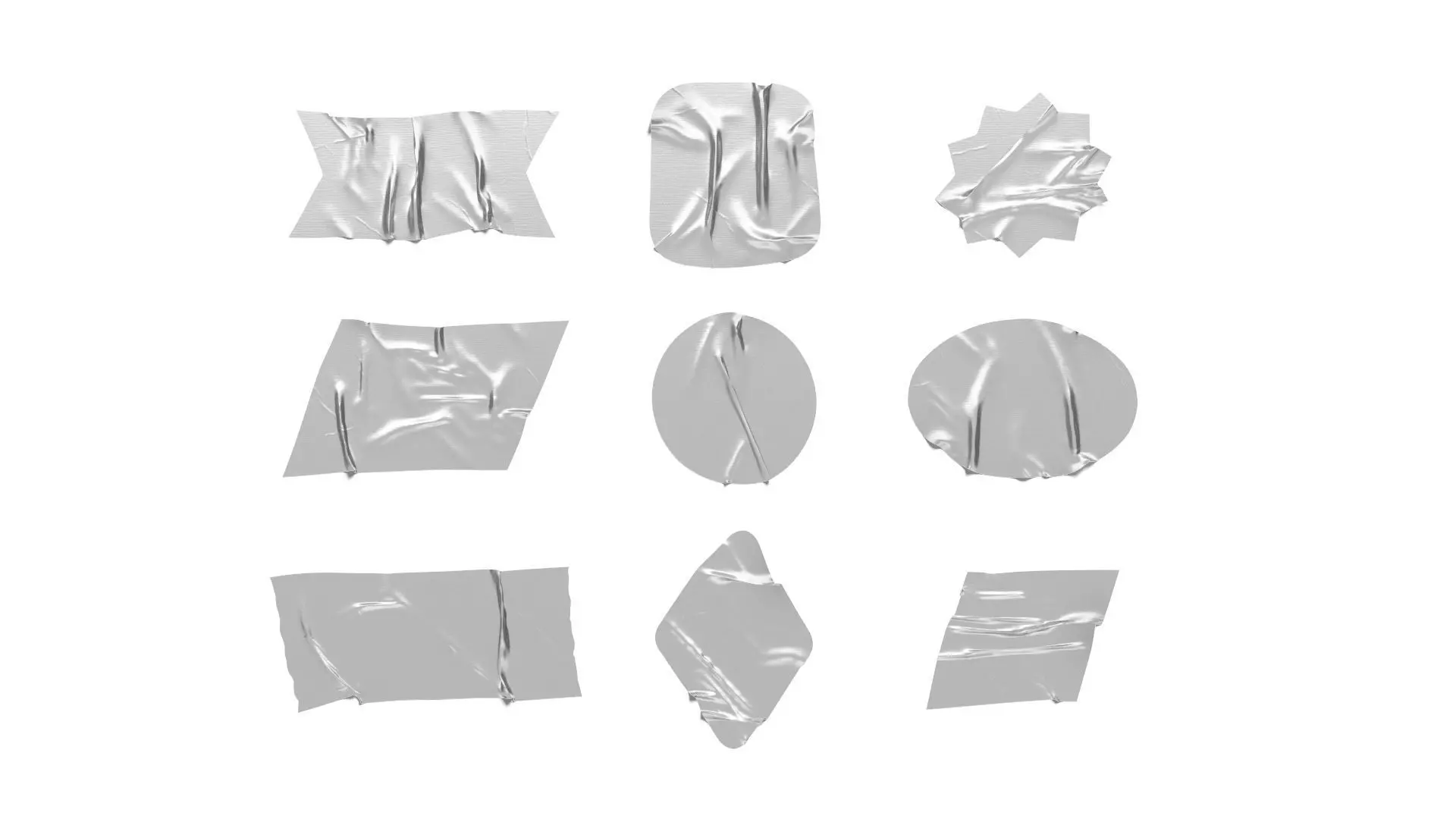 Sticker Tape Set - round square rhombus rectangle scotch 9 shape 3D model_0