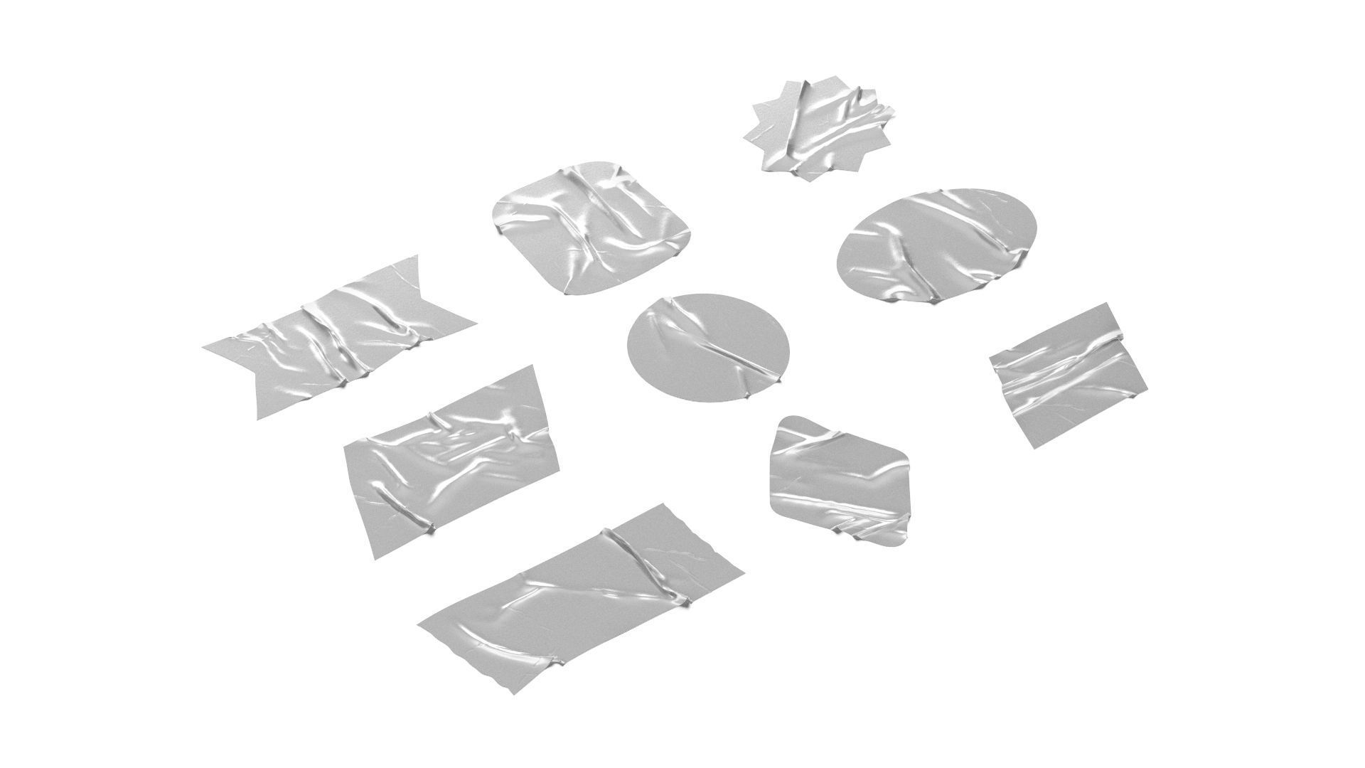 Sticker Tape Set - round square rhombus rectangle scotch 9 shape 3D model_1