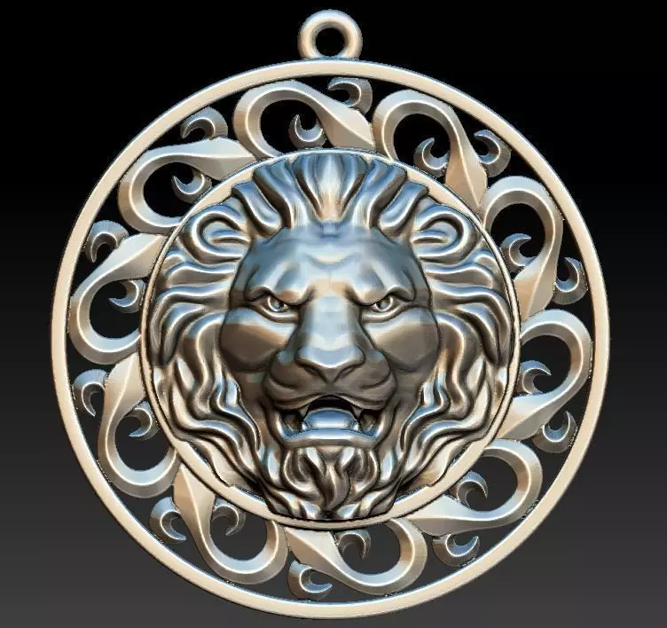 lion pendant 3D model_0