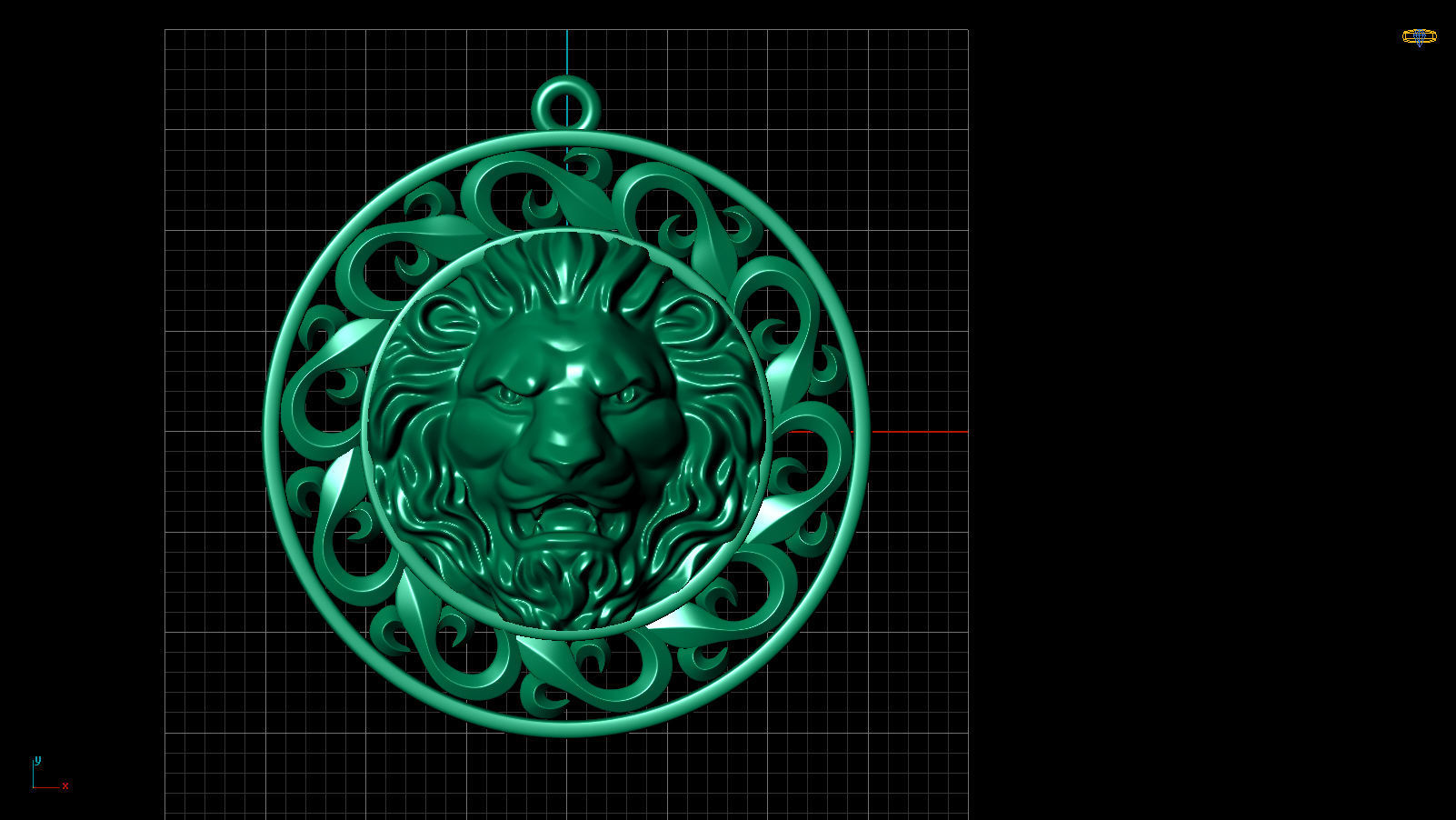 lion pendant 3D model_2