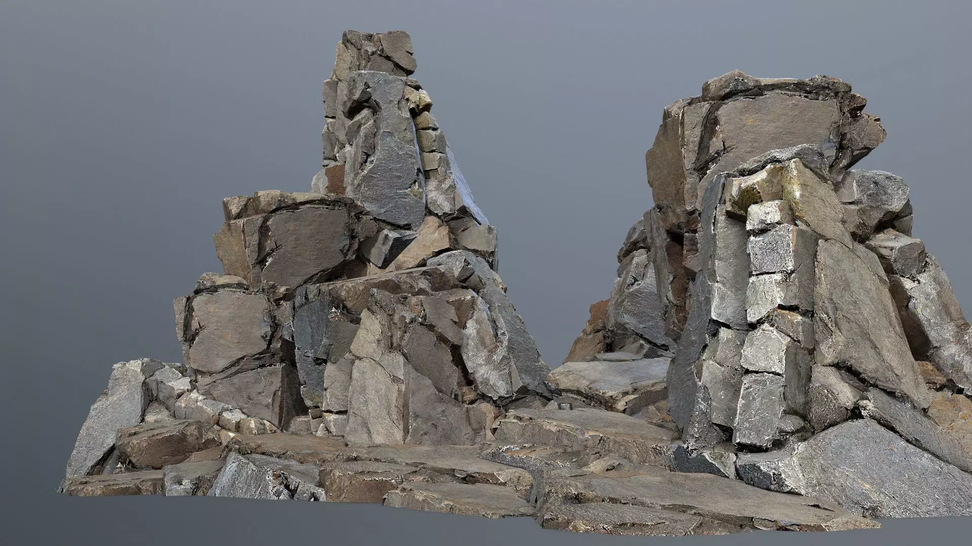 cliff rocks Low-poly 3D model_0