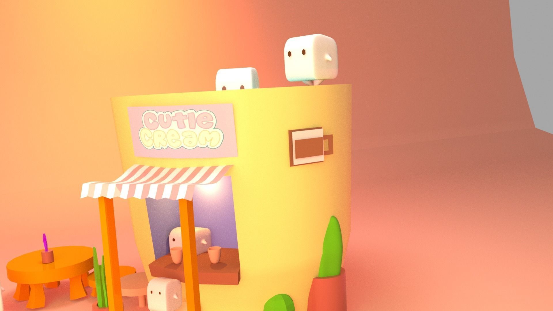 A cute house 3D model Low-poly 3D model_4