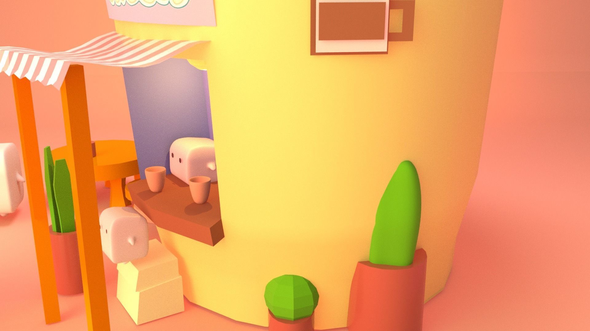 A cute house 3D model Low-poly 3D model_3