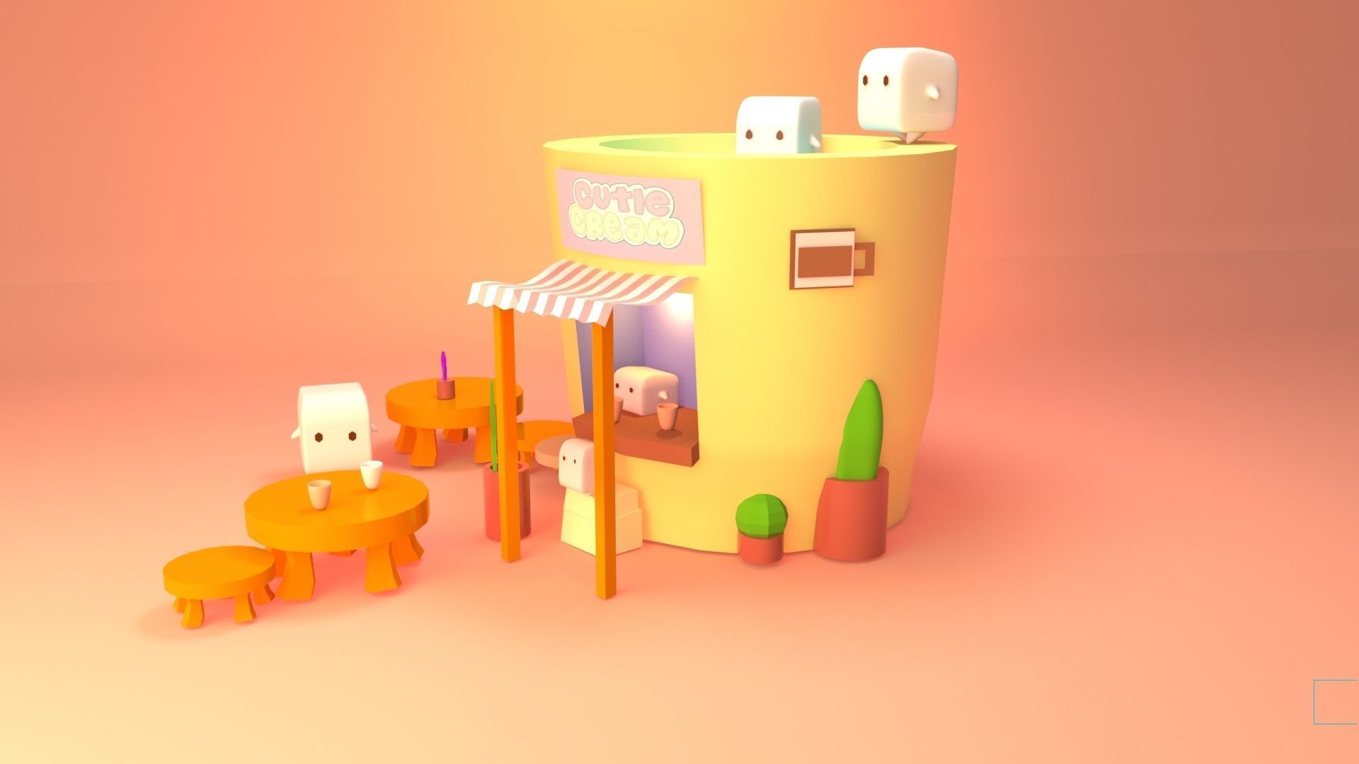 A cute house 3D model Low-poly 3D model_7