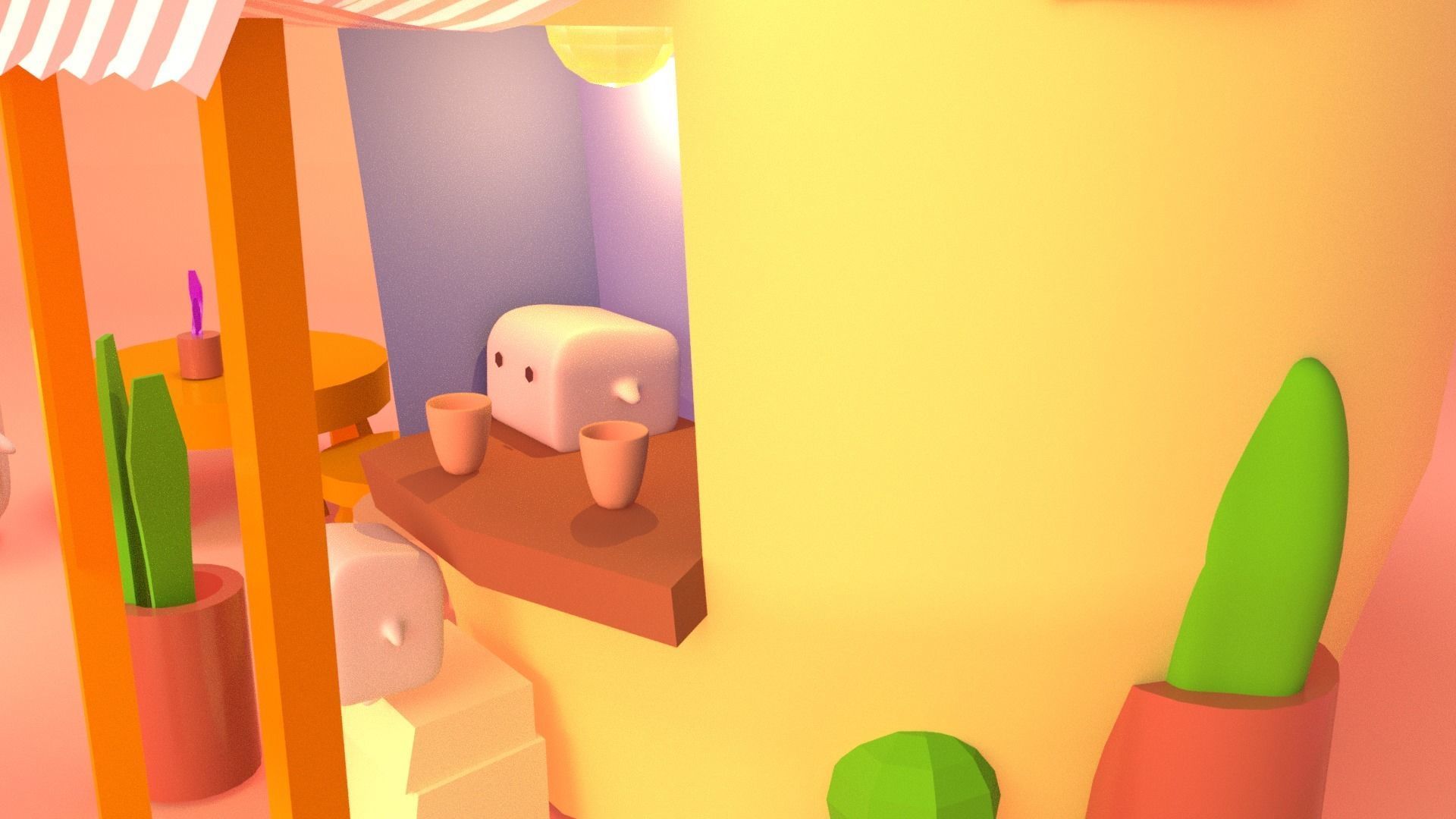 A cute house 3D model Low-poly 3D model_2