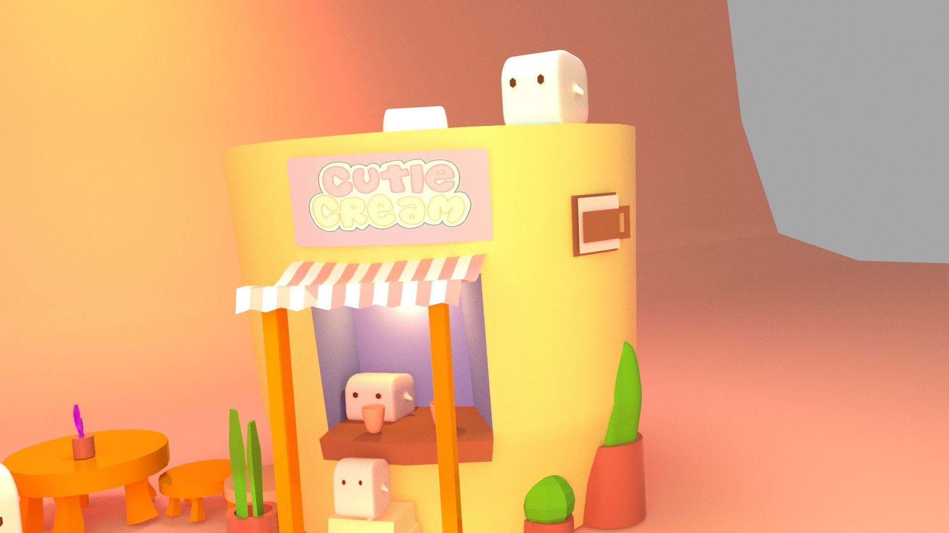 A cute house 3D model Low-poly 3D model_5