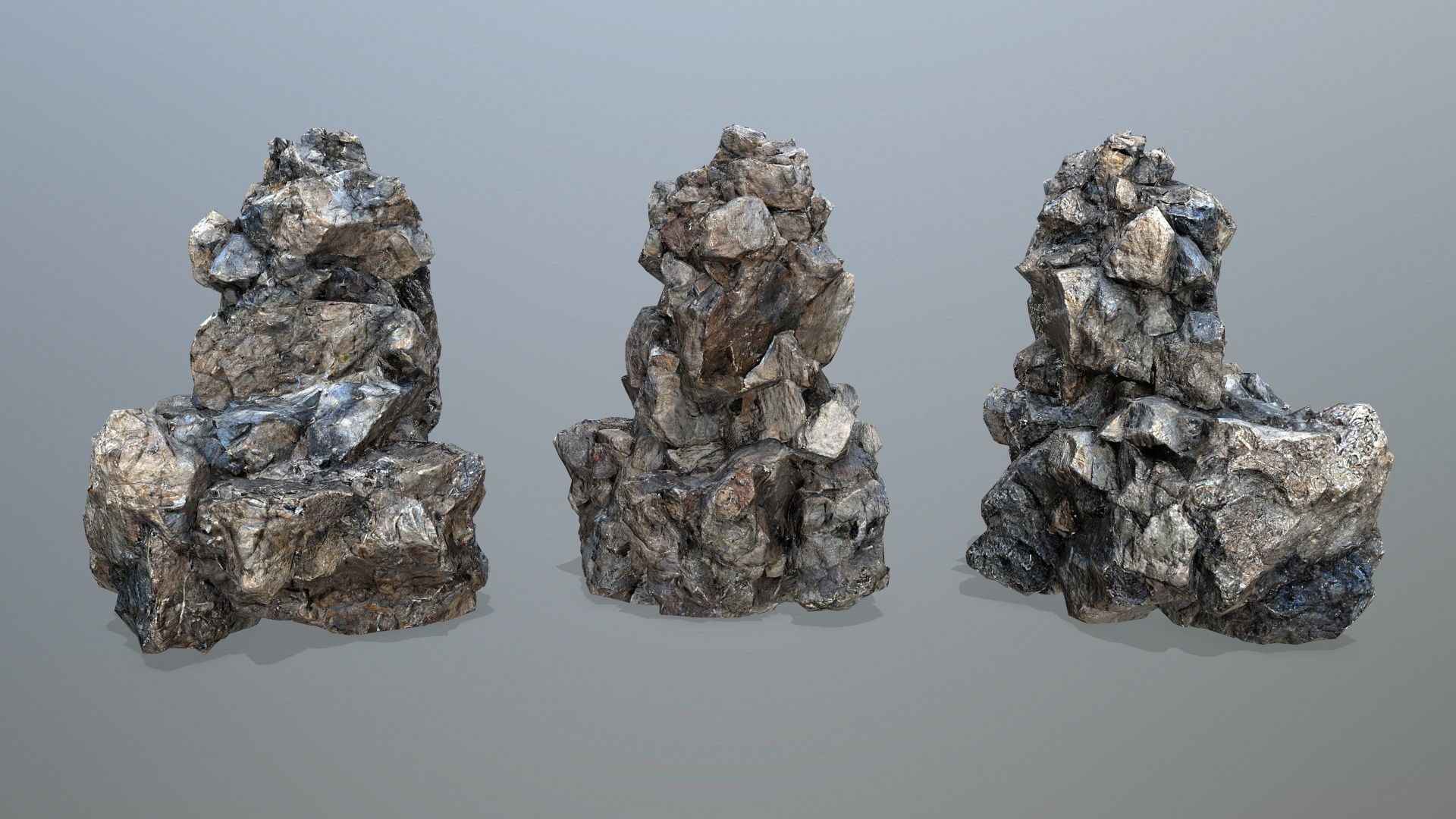 cliff rocks set 10 Low-poly 3D model_3