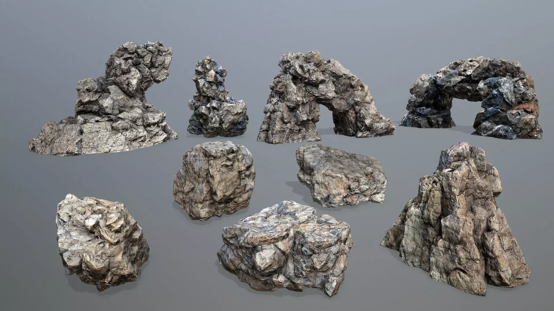 cliff rocks set 10 Low-poly 3D model_0