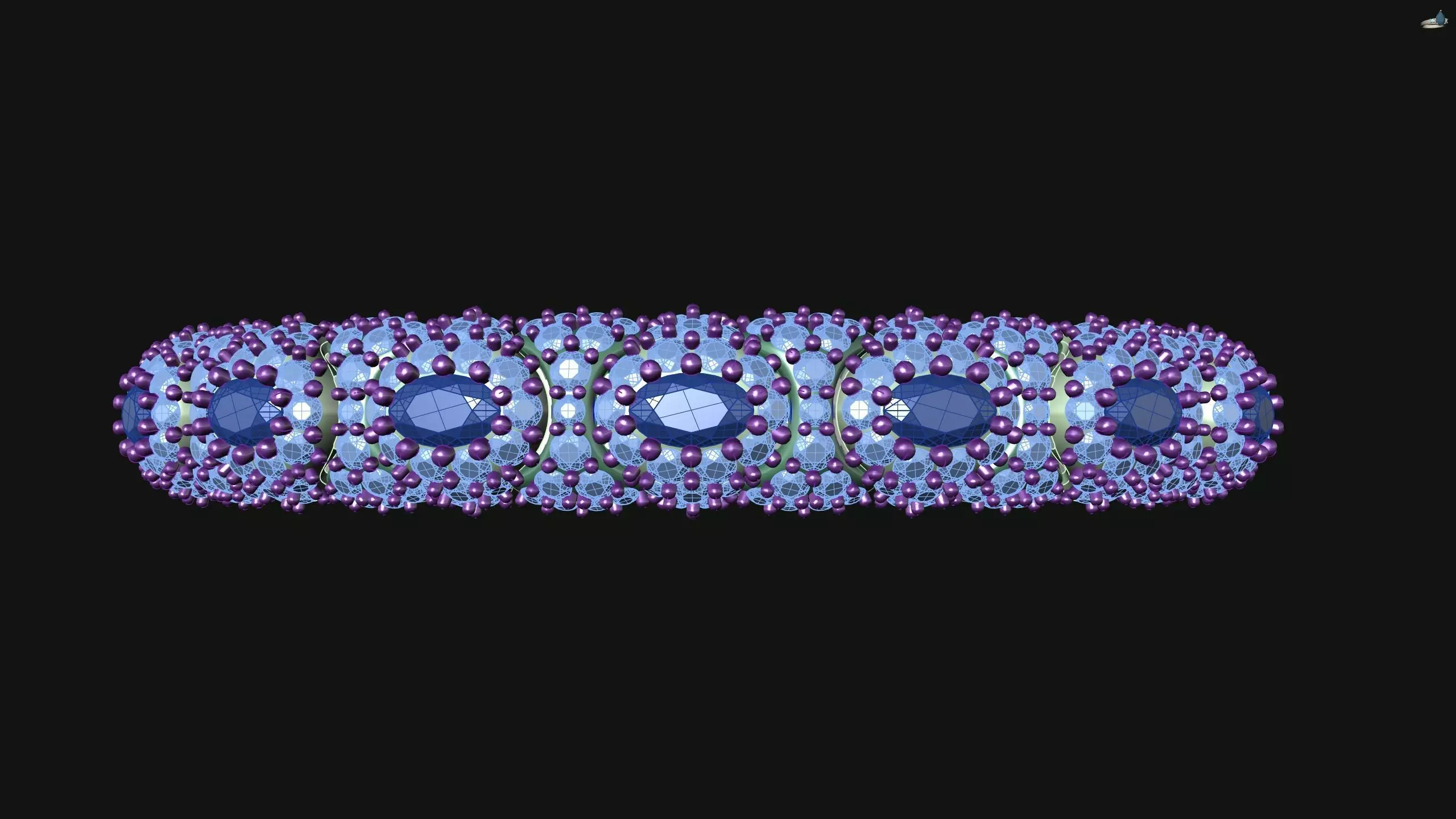 Stretchable Blue Sapphire and Diamond Bangle in White Gold 3D print model_40