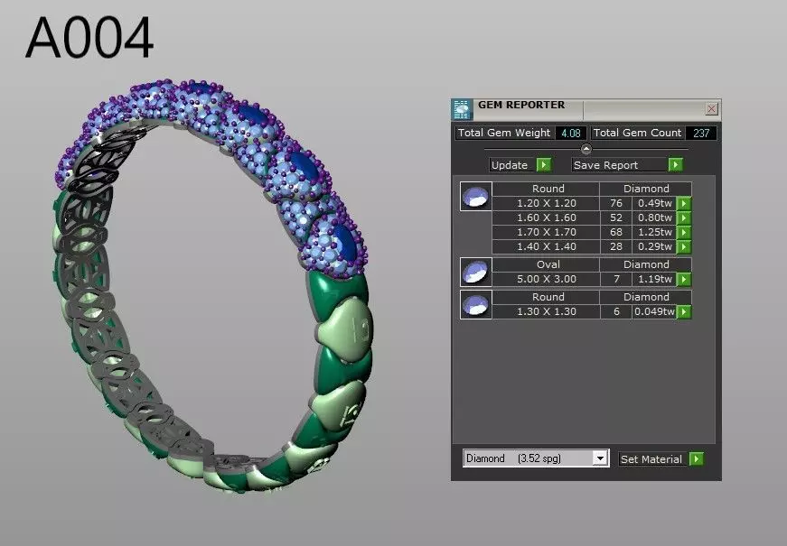 Stretchable Blue Sapphire and Diamond Bangle in White Gold 3D print model_12