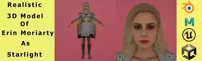 Erin Moriarty as Starlight Low-poly 3D model