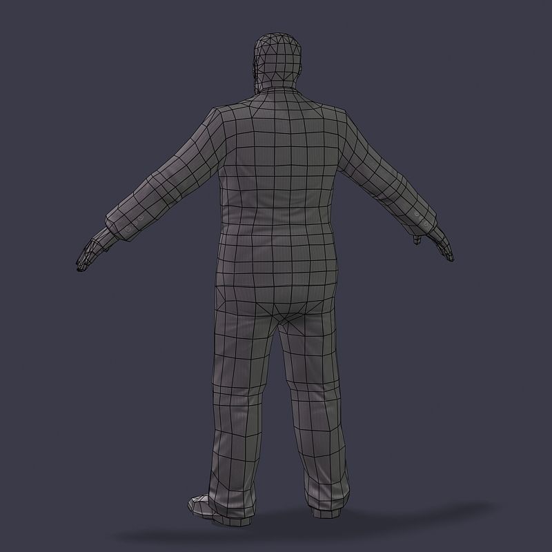 Big boss man Body in a classic black suit with white stripes Low-poly 3D model_49