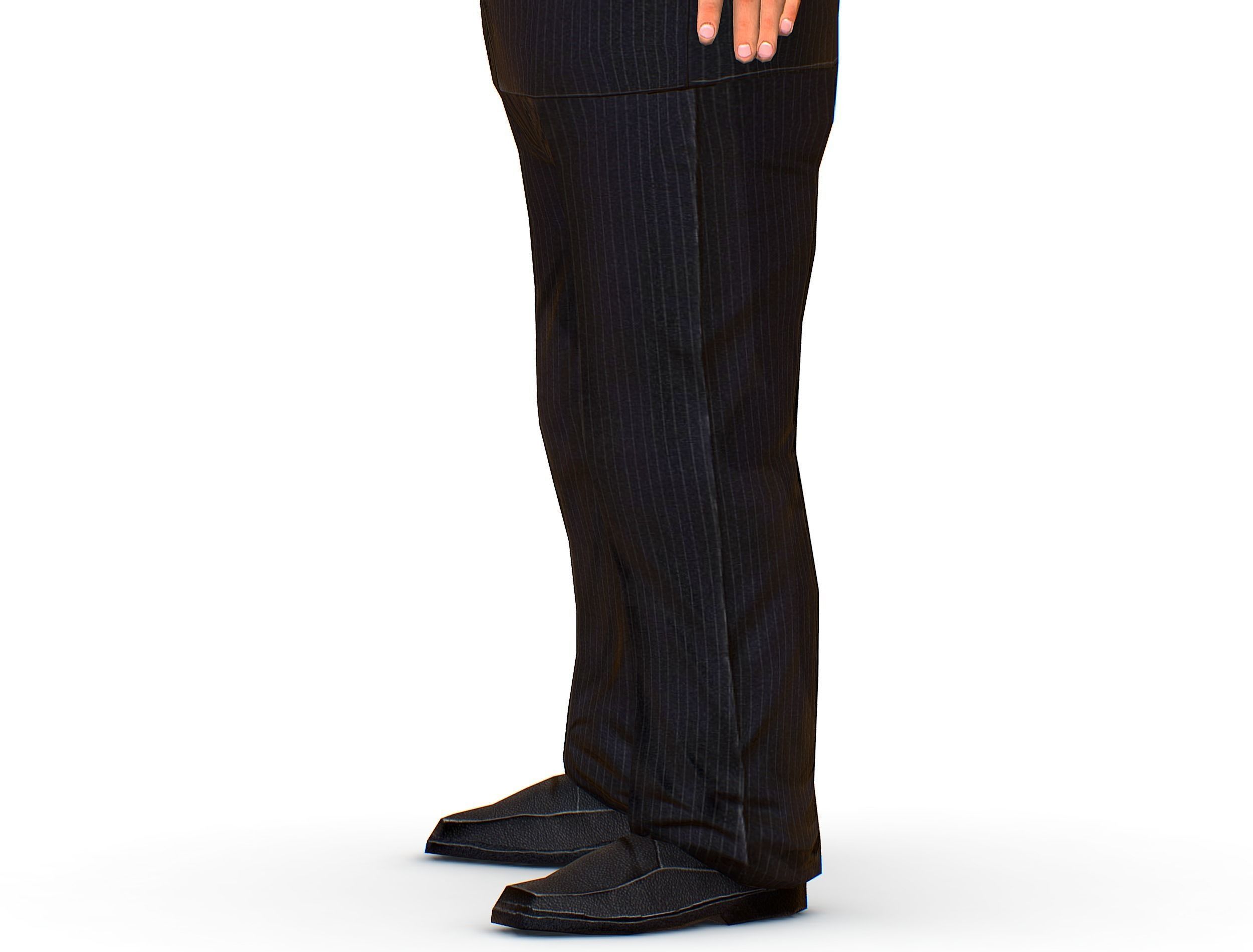 Big boss man Body in a classic black suit with white stripes Low-poly 3D model_30