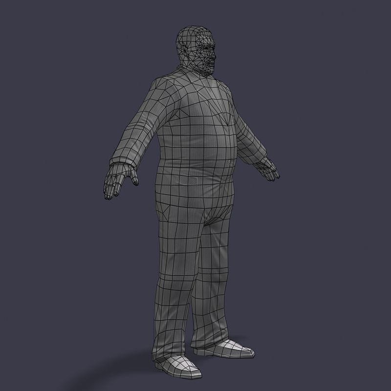 Big boss man Body in a classic black suit with white stripes Low-poly 3D model_51
