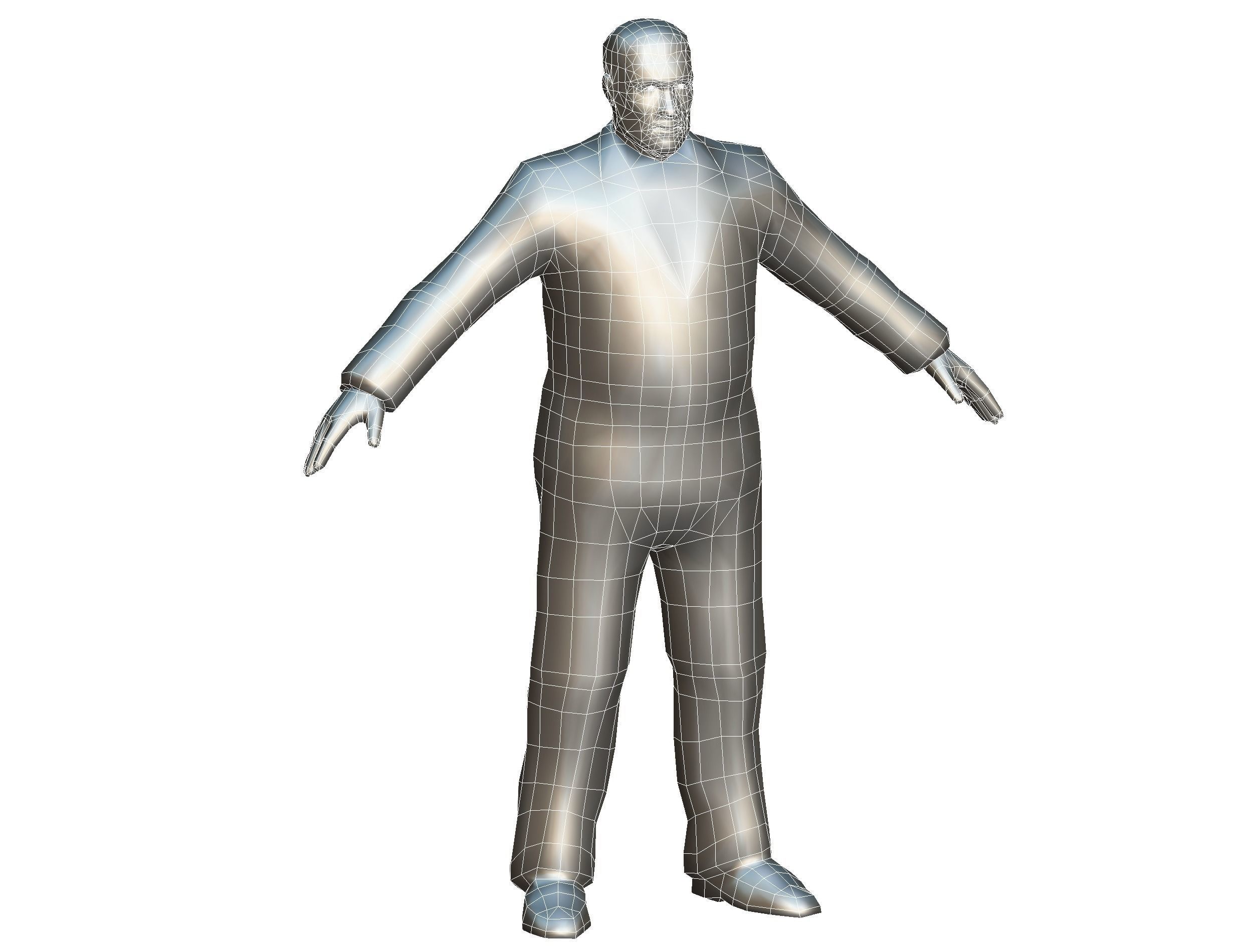 Big boss man Body in a classic black suit with white stripes Low-poly 3D model_36