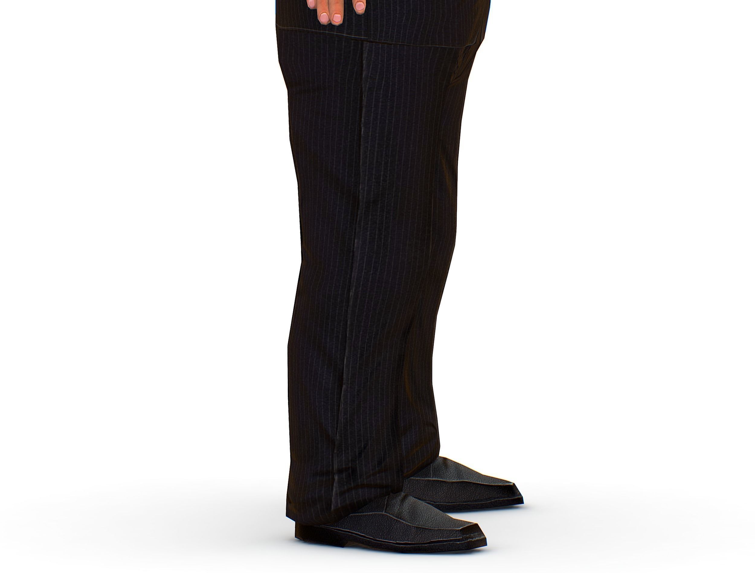 Big boss man Body in a classic black suit with white stripes Low-poly 3D model_27