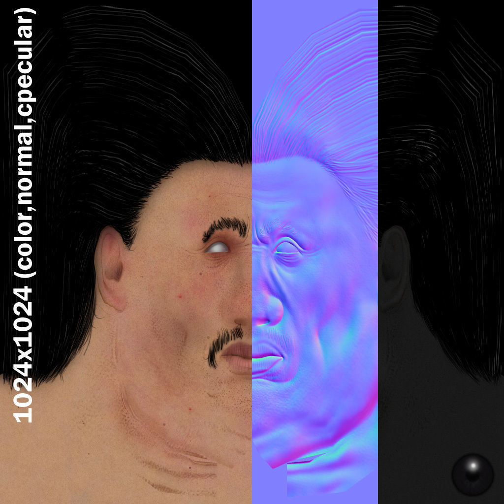 Big boss man Body in a classic black suit with white stripes Low-poly 3D model_53