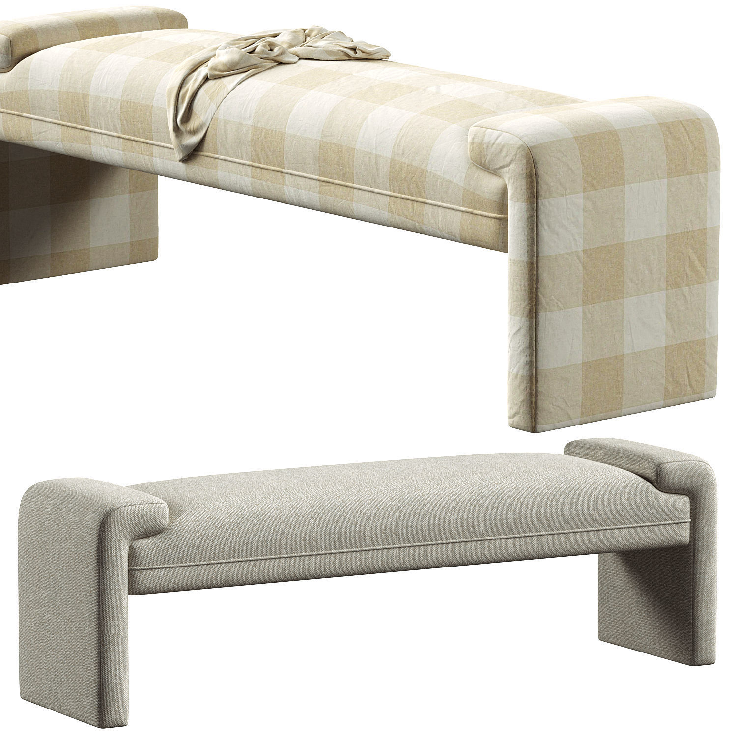 Andrea Checkered Pattern Bench 3D model_2