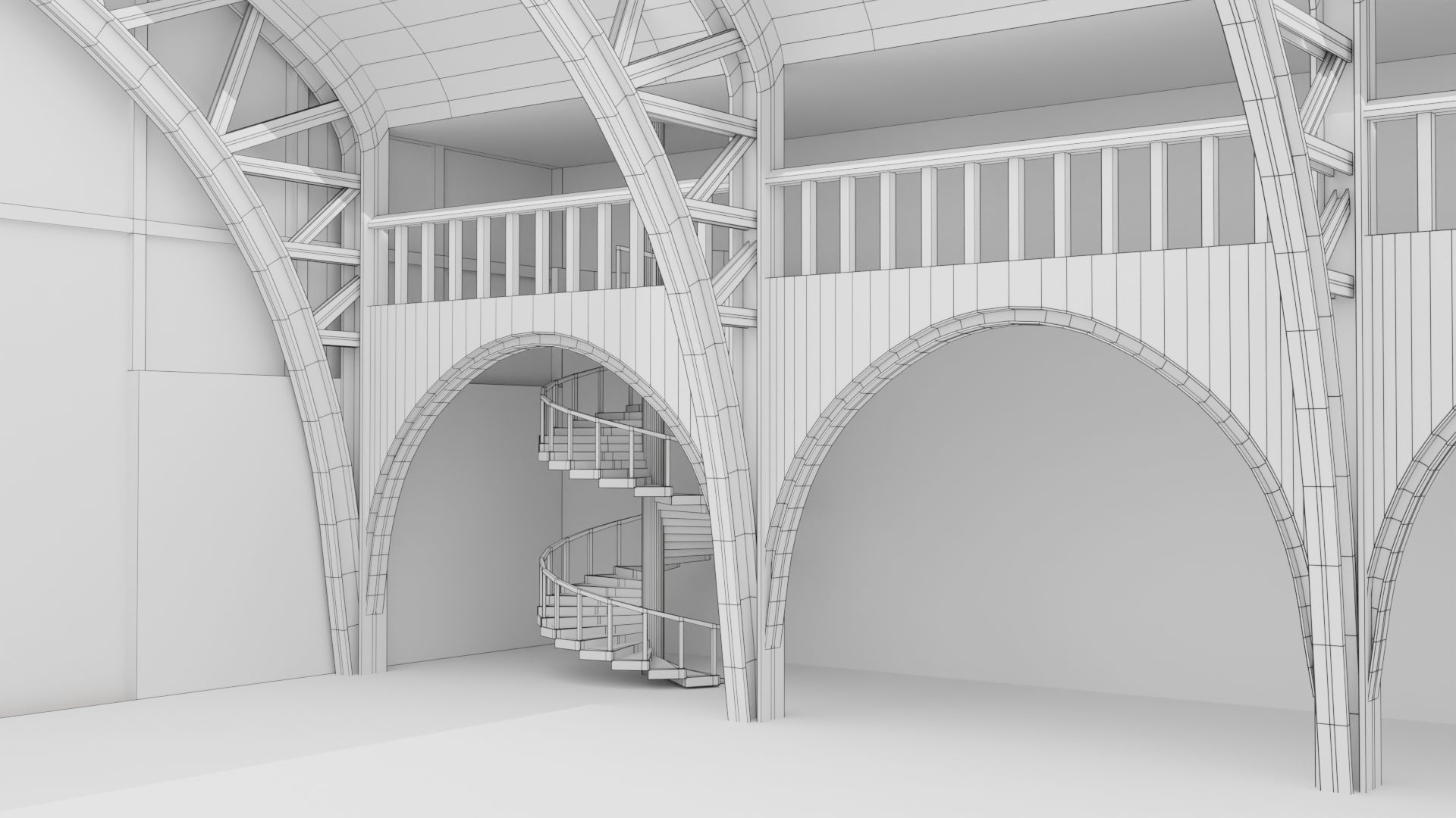 Warehouse Hangar Interiror Low-poly 3D model_11