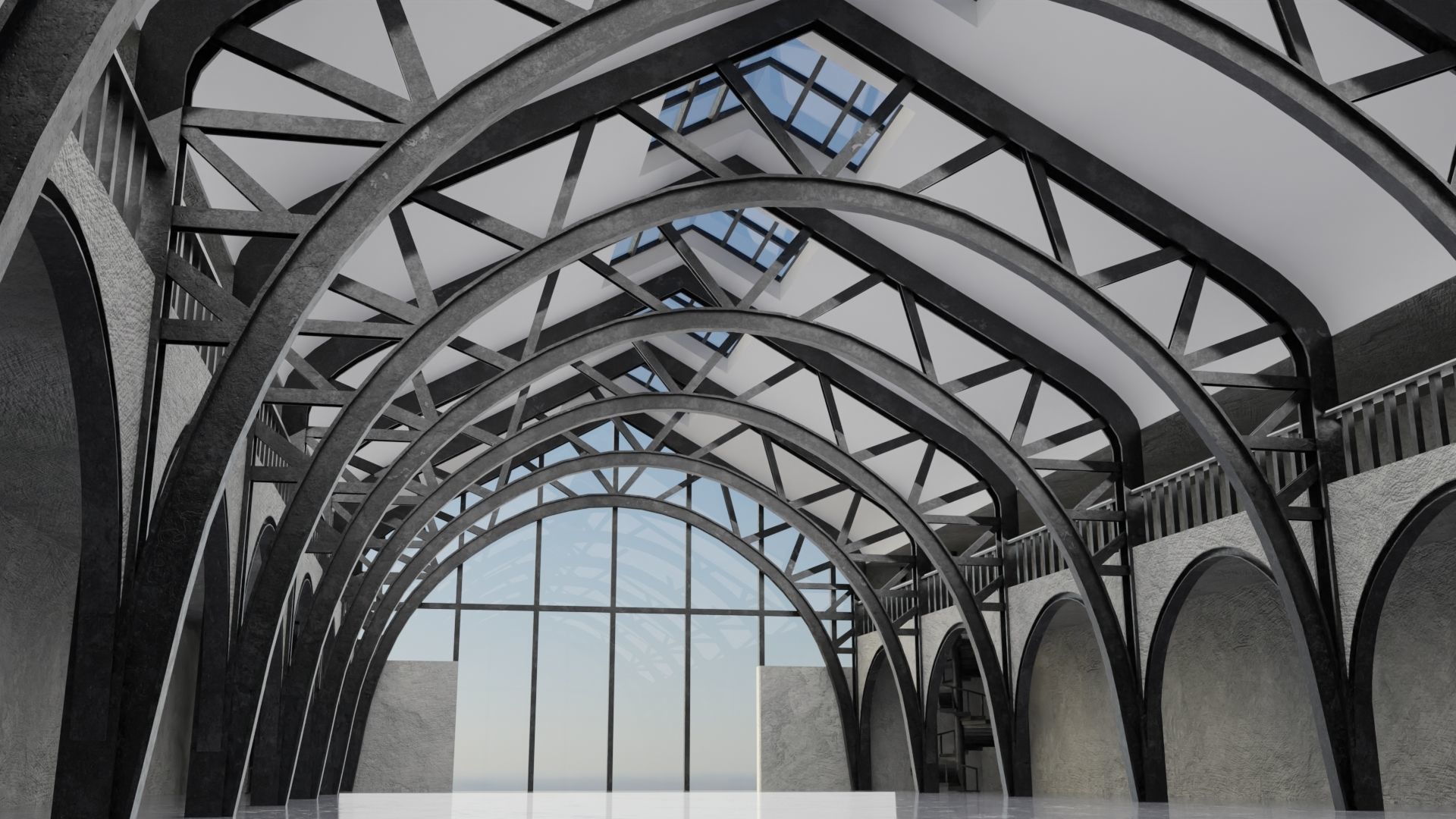 Warehouse Hangar Interiror Low-poly 3D model_7