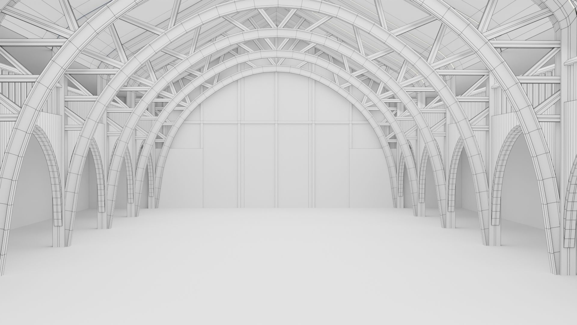 Warehouse Hangar Interiror Low-poly 3D model_10