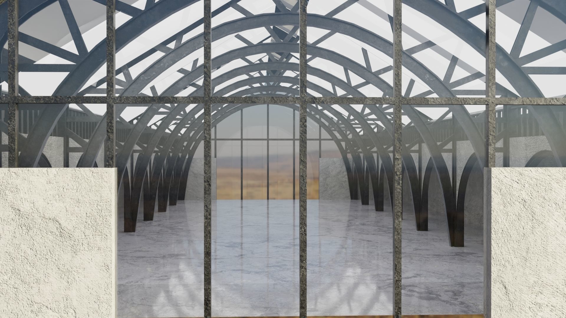 Warehouse Hangar Interiror Low-poly 3D model_8