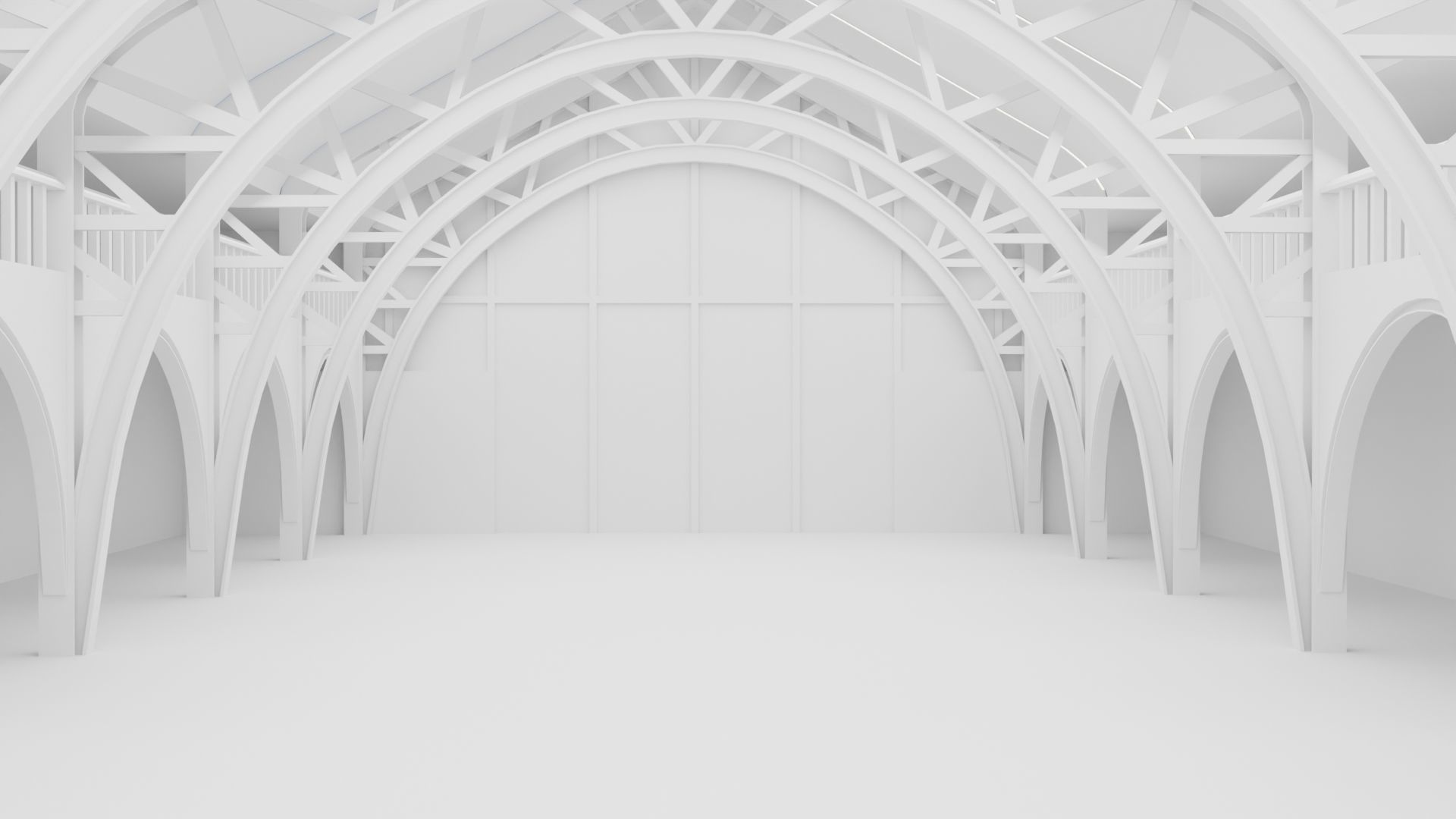 Warehouse Hangar Interiror Low-poly 3D model_9
